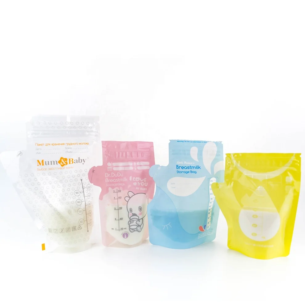 Amazon HOT Wholesale Breast Milk Storage Bag Spout Shape Breast Feeding Transparent Zip Bags Breast Milk