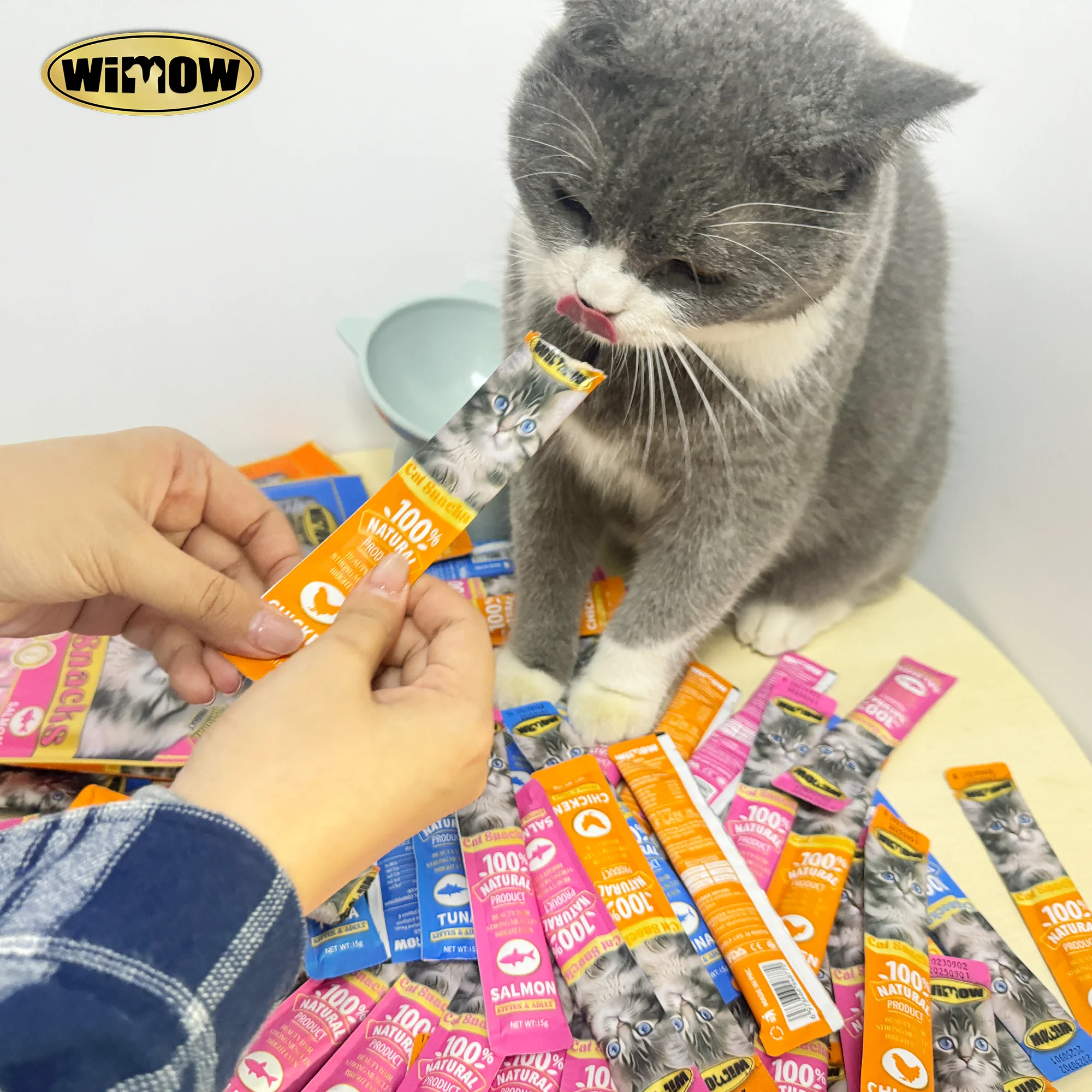 Factory wholesale pet treats chicken new wimow brand natural cat food wet Chicken Tuna Fish Creamy Cat Treats Snacks