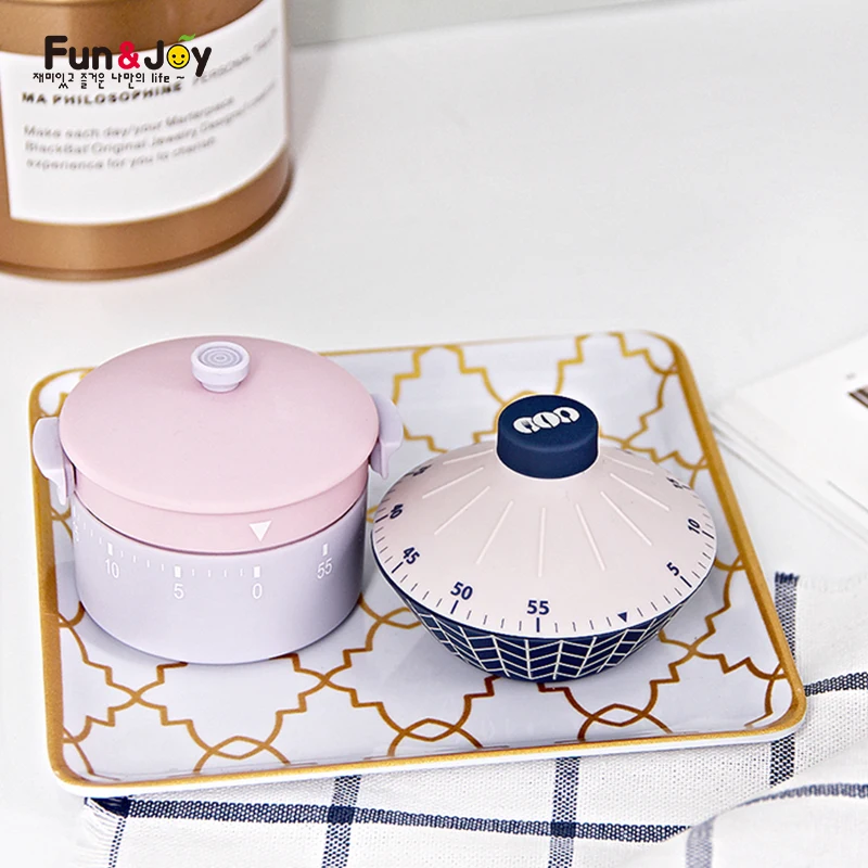 Cute kitchen Timer Student Manage Time Kitchen Alarm Clock Pot Design 60 Minutes Kitchen  Mechanical Countdown Timer