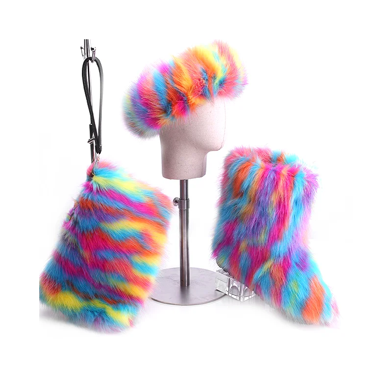 
Factory direct sales deodorization mixed colours boot suit three-piece faux fur boots 