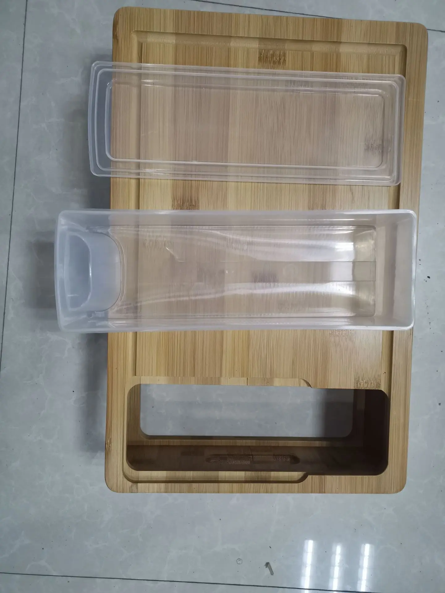 Multi-functional cutting board Comes with 4 Slicers and 4 draws Bamboo Cutting Board With Trays and LIDS