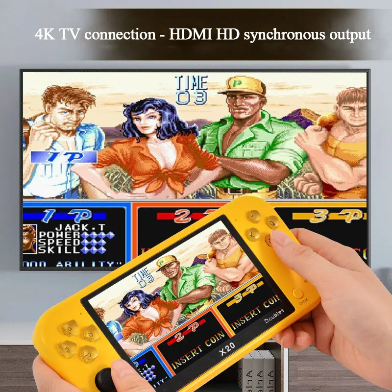 X20 5 1 дюймов 128 бит портативная мини классическая игровая приставка для видеоигр с подключением к телевизору 4K