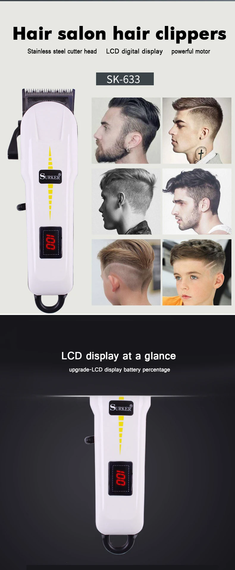 2022 best selling professional magnetic motor rechargeable smart hair clipper cutter hair trimmer machine electric hair clippers