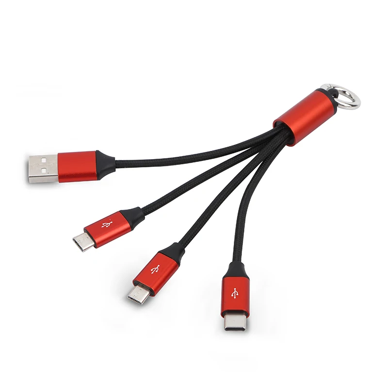 Новый продукт идеи 2024 зарядное устройство 16 см 2A брелок usb 3 в 1 портативное USB кабель для мобильного телефона