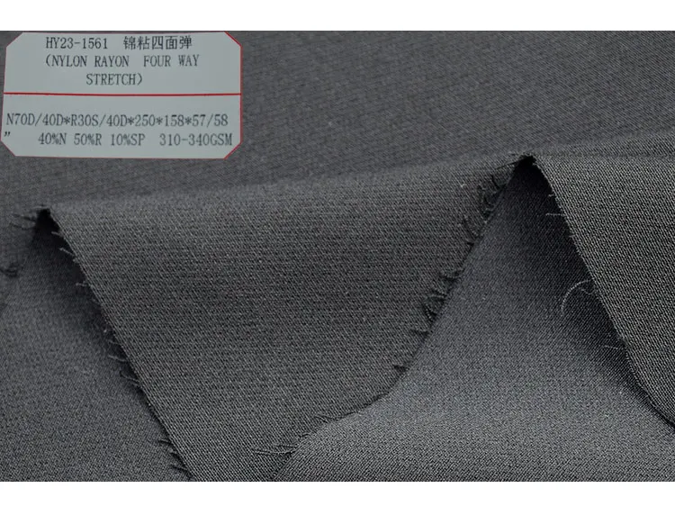 Harvest Plain Dyed Woven Nylon Viscose Tecido Bengaline Super Stretch Bengaline Dyeing Cargo Pants Fabric For Pants