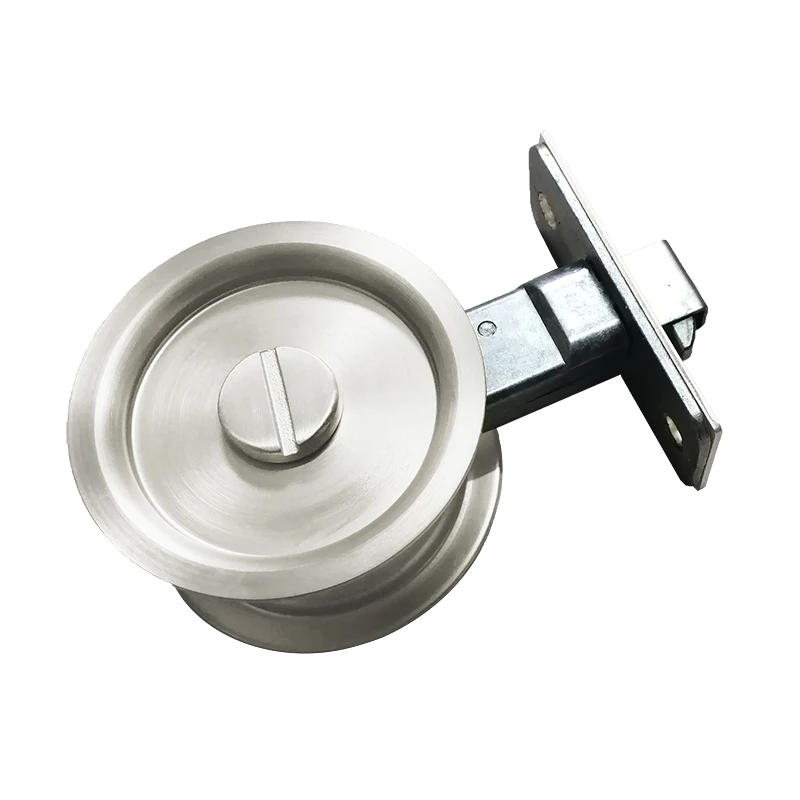 Satin brass single hook sliding door stainless steel round pocket lock