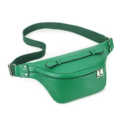 Women Multifunction Hiking Running Waist Pack Green Casual Traveling Carrying Pouch Genuine Leather Hip Bum Bag Fanny Pack