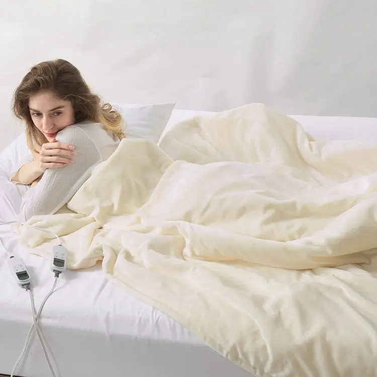 Microfiber Fabric Solid Color White Flannel Electric Over Blanket