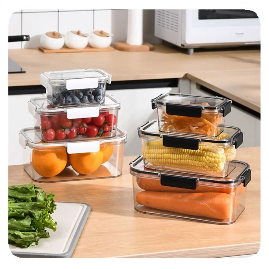 New PET Rectangular Airtight Leakproof Microwavable Food Storage Box Plastic Kitchen Food Storage Container