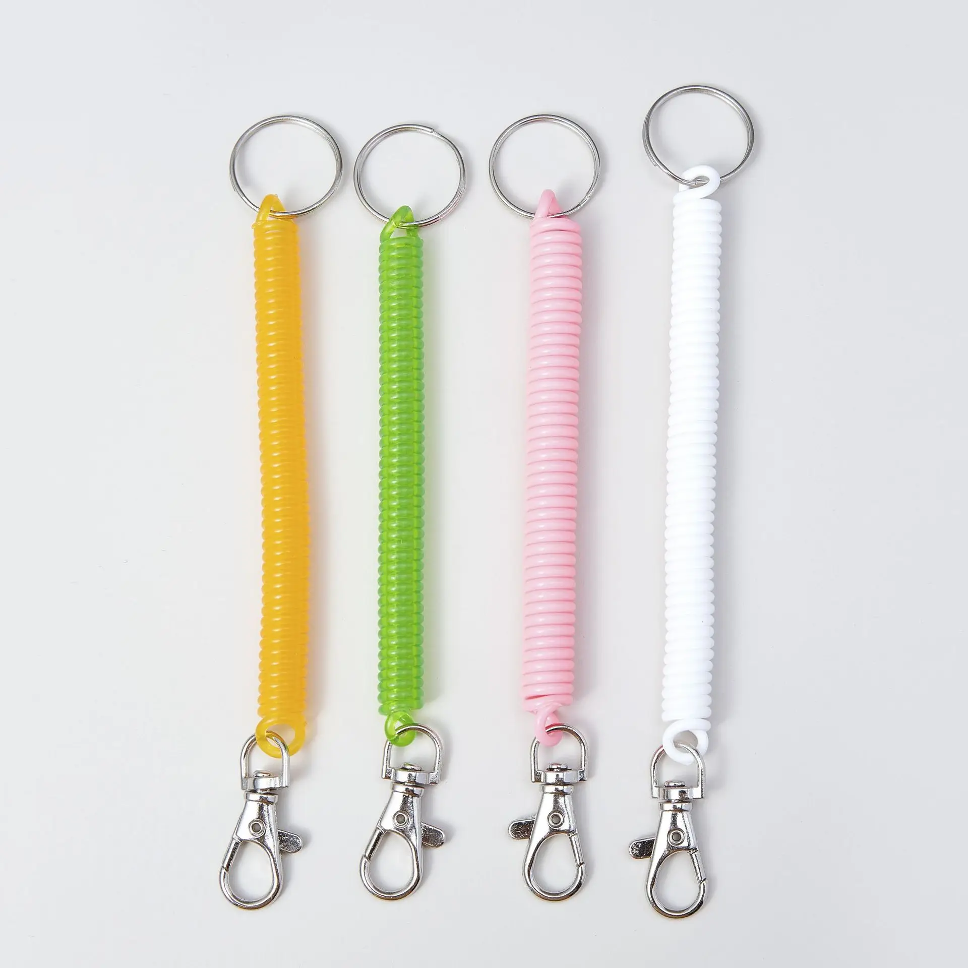 spiral spring coil keychain stretch cord key ring for keys wallet cellphone