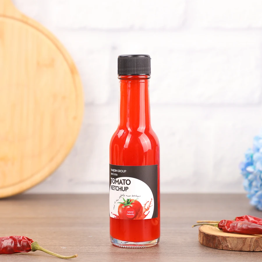 Classic Clear 90/150ml Round Jam Tomato Ketchup Glass Sauce Bottles with Sealed Screw Plastic Lid