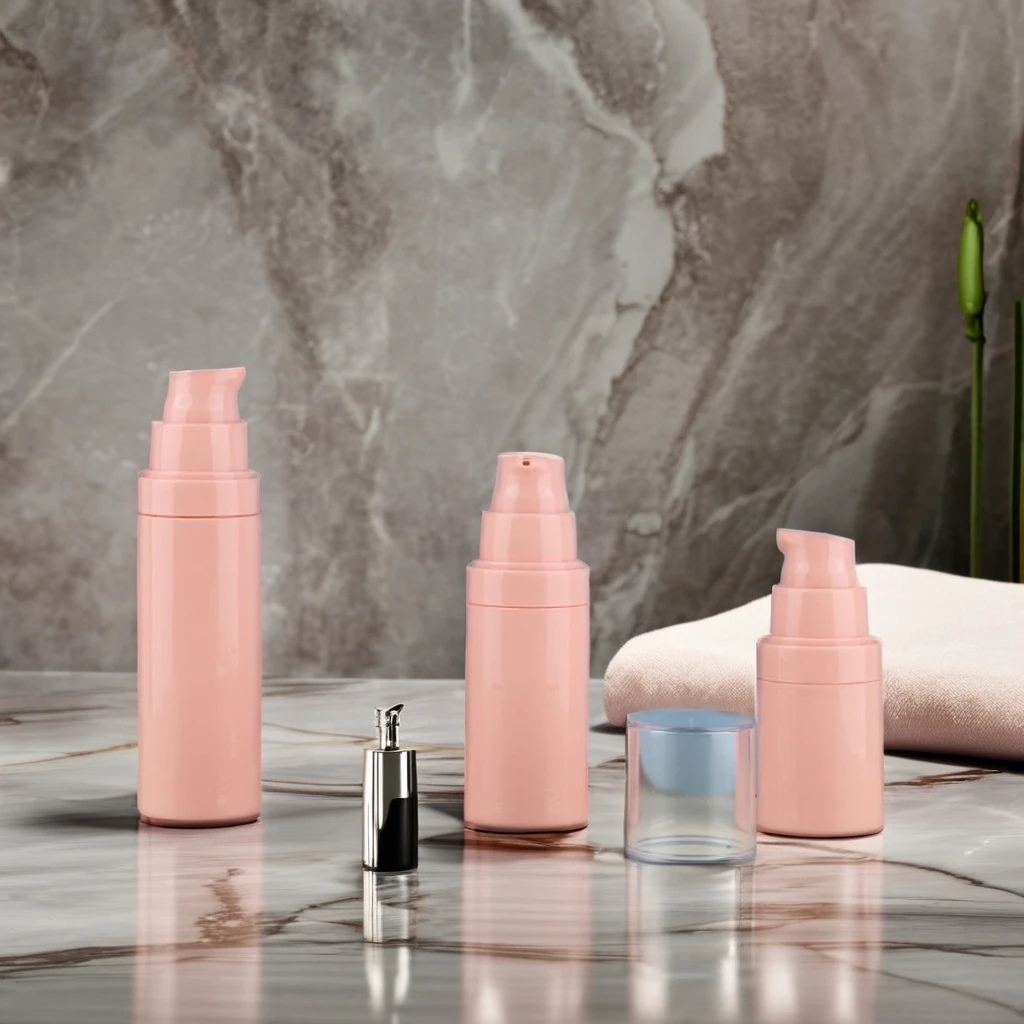Pink AS Plastic Airless Lotion Spray bottle with Pump 15ml 30ml 50ml for Toiletry Lotion Cream Toner Cosmetic Dispenser