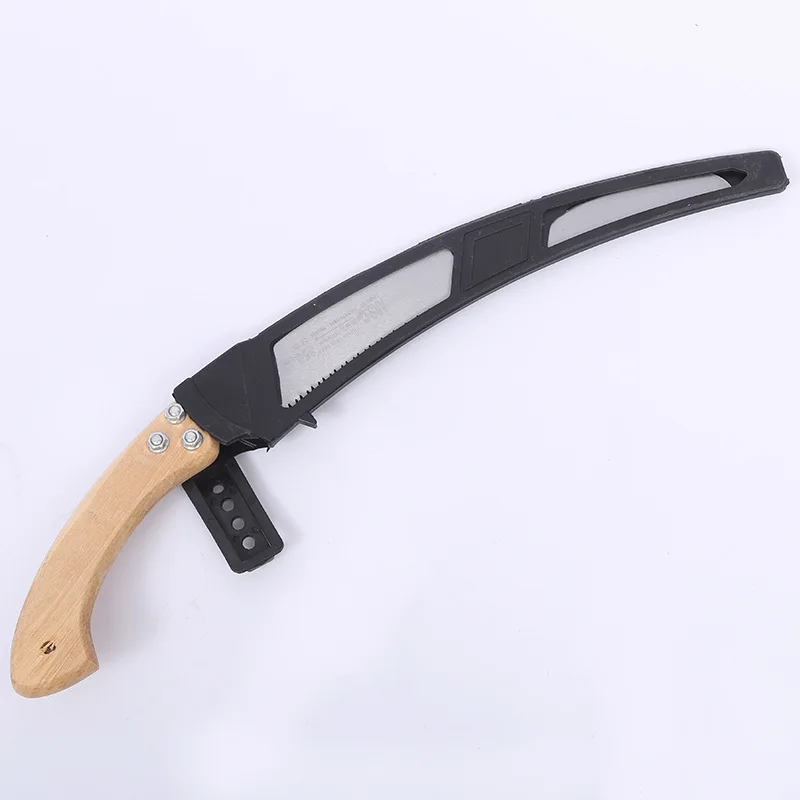DD962 Wooden Handle Pruning Curved Blade With Sheath Electrophoresis Convenient Saws Trimming Gardening Handsaw