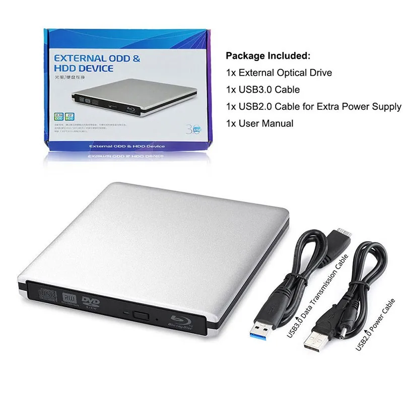  Алюминиевый Blu-Ray диск ультра-тонкий внешний USB 3 0 устройство записи blu-ray BD-RE компакт-дисков/DVD диска с многократной записью могут играть 3D 4K для