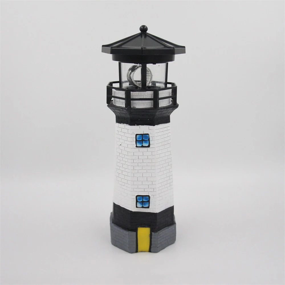  Mediterranean Home decoration solar led tower light ocean lighthouse garden rotating