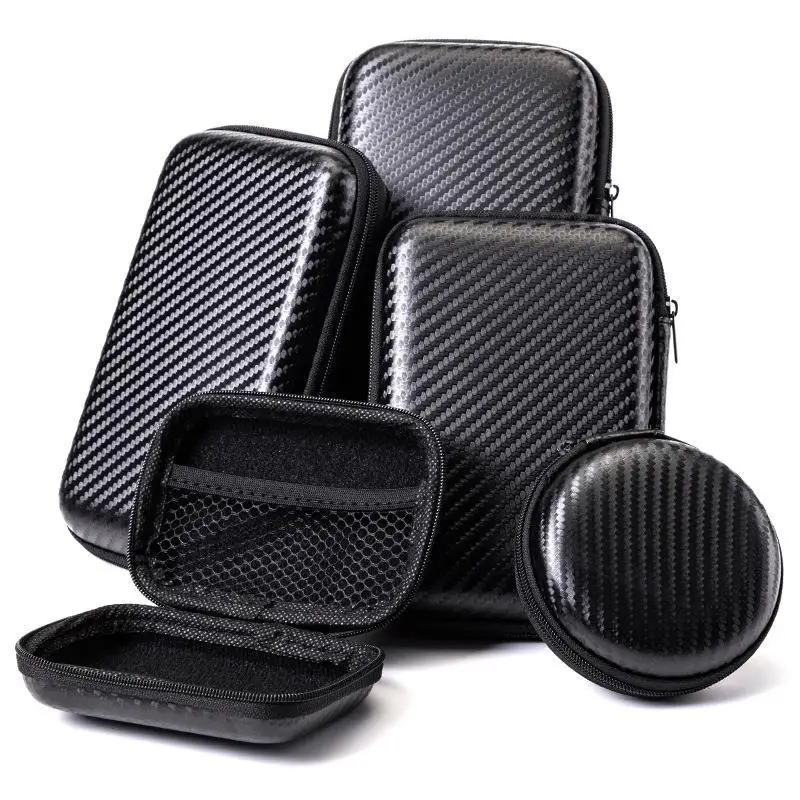 Carbon Waterproof Shockproof Headphones Storage Bag EVA Earphone Case Protective Tool Cases