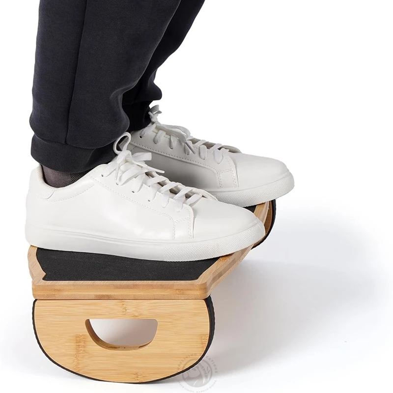 Ergonomic Non-Slip No Assembly Wood FootRest Rocker Balance Board for Standing Desks Home Office