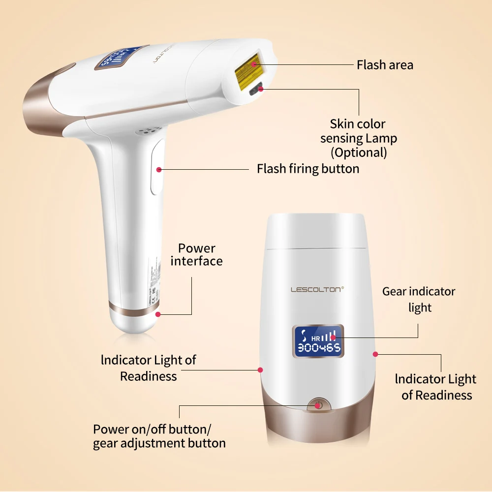 Lescolton T009i IPL Depilador Facial Hair Epilator Permanent Home Use Laser Hair Removal Machine