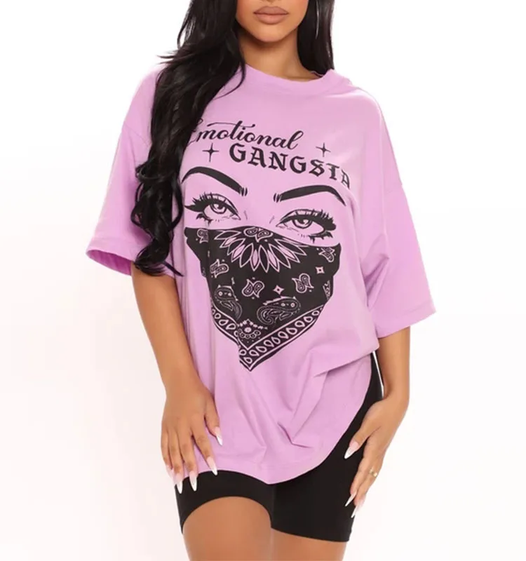Wholesale Plus Size  Graphic Print Drop Shoulder Short  Sleeve Boyfriend Fit T Shirt Causal Tees Women
