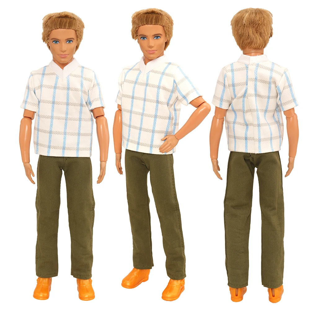Fashion Handmade 7 Items/Lot Doll Accessories=5 Ken Clothes +2 Ken Shoes Kids Toys Outfit For Ken Dressing Game DIY Girl Present