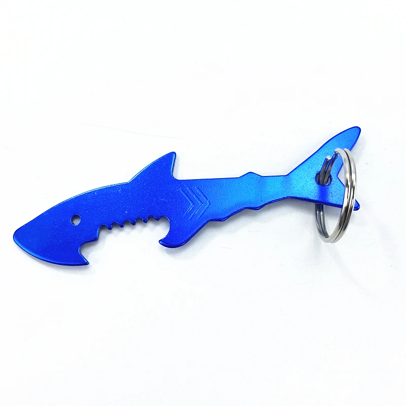 KBPN038 Shark-shaped bottle opener aluminum alloy multi-purpose cartoon beer key chain