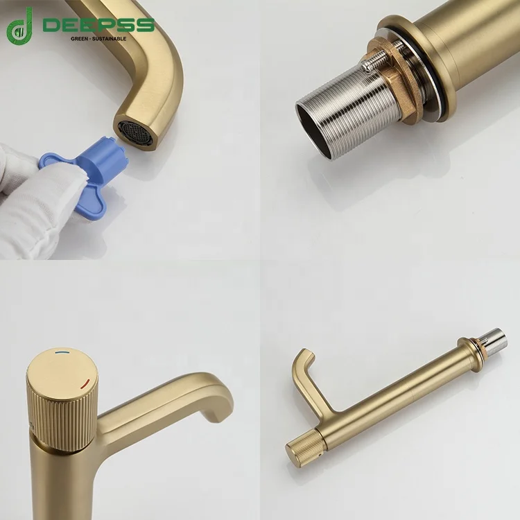 DEEPSS professional faucet manufacture modern brushed deck mounted cold hot water tap bathroom fauctes