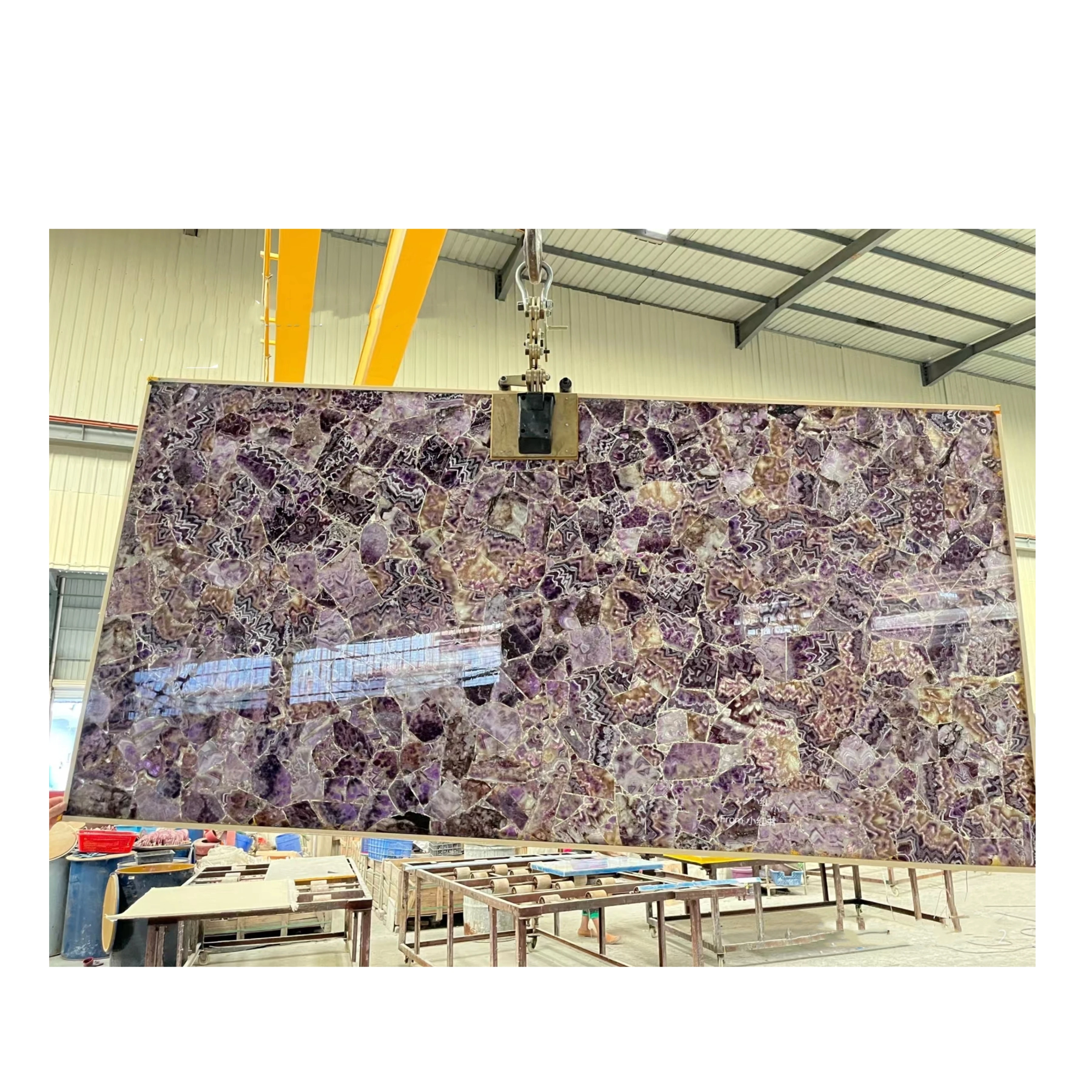 Natural Amethyst Stone Slab With Luxury Style For Home Decoration Tv Background Design Purple Translucent Agate Countertop