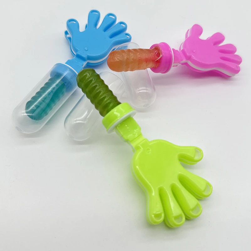 china high quality hand clap candy toys so funny Football bell foot shaped candy manufacturer and lollipop toy for children