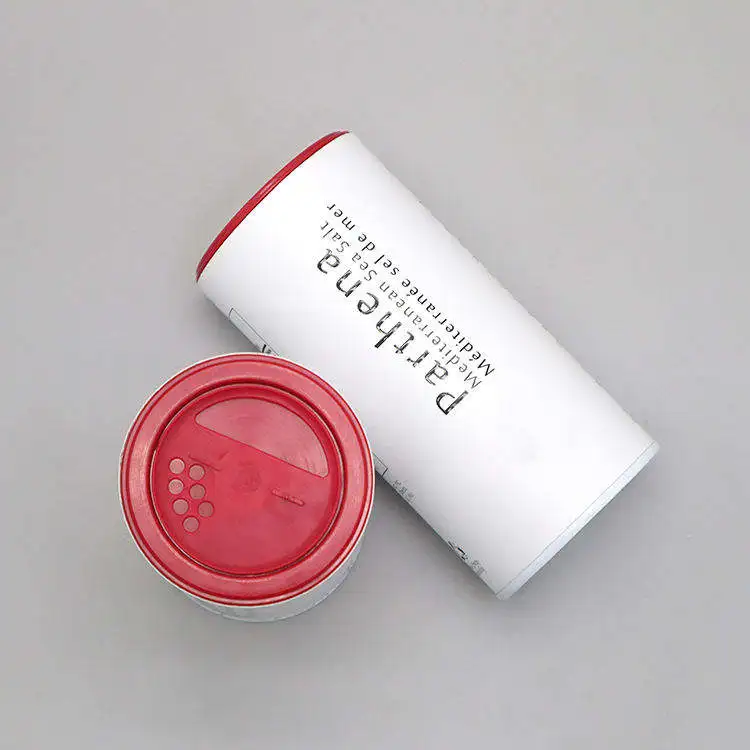 Free Sample Glossy Laminated Round Kitchen Spice Paper Jars Lightweight Tube Packaging with Plastic Shaker Lid Sugar Cookies