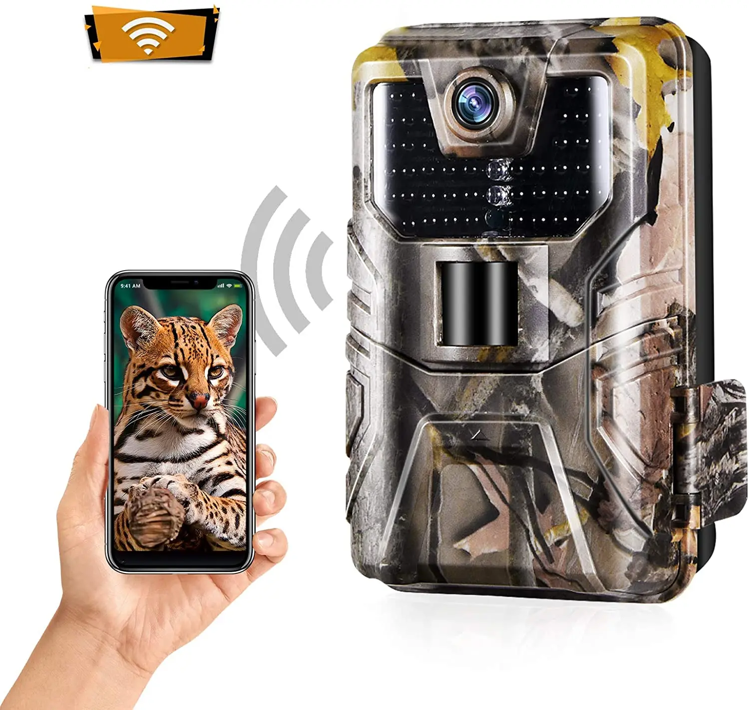 Live Show WiFi900Plus Hunting Camera 36MP 2.7K WiFi Night Vision HD Waterproof with Remote APP Control Tracking Camera