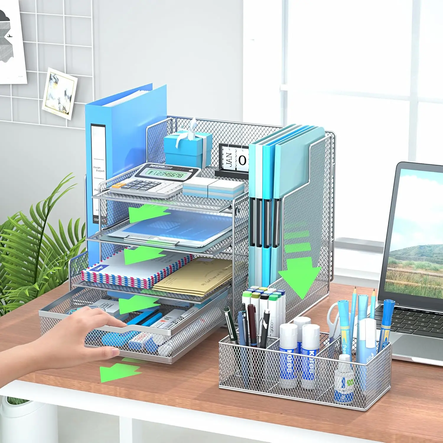 Desk Organizers and Accessories,Mesh Desk Accessories & Workspace Organizers for Office Supplies,File Organizer with Pen Holder
