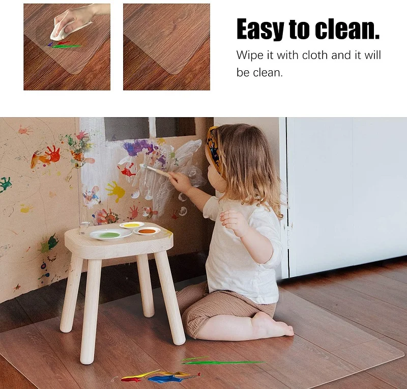 Fuxing Office Rectangular Clear PVC Clear Office Pvc Desk Chair Mat