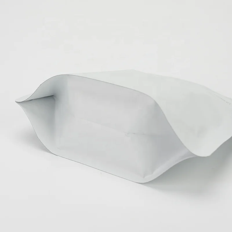 Custom OEM White Matte Finished Aluminized Stand up Diamond Shaped Coffee Bean Bag