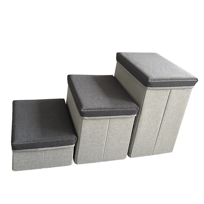 Foldable Pet Stairs 4 Steps Storage Box Dog Stairs Climbing Ladder with Storage for High Beds