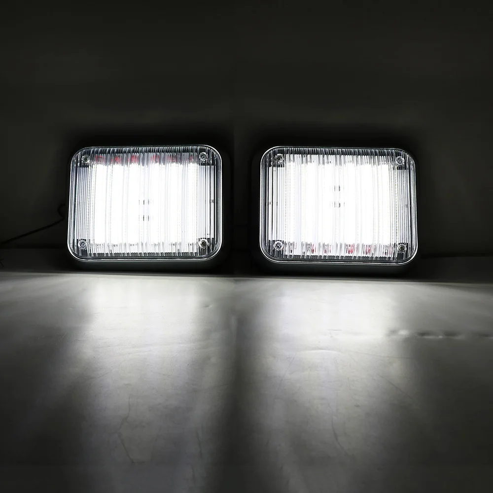 High Brightness Car Truck Side Strobe Lights COB White Grille Lights Emergency Warning Light For Roadway Safety 2-flash Pair