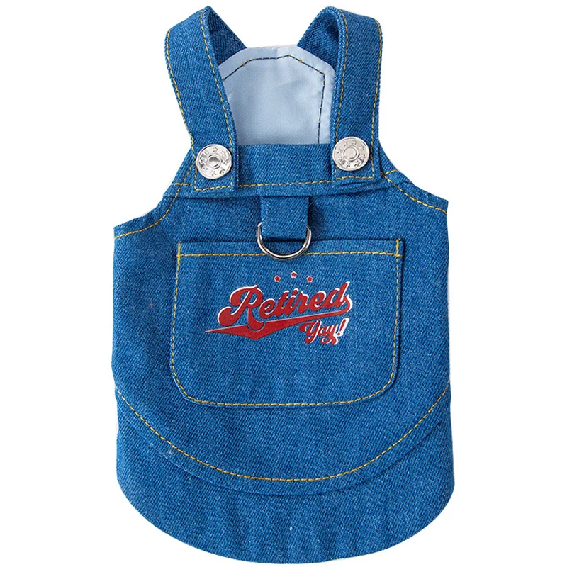 Cat Autumn/Winter Pocket strap denim skirt Small dog Teddy Bichon Casual pet two-legged clothes