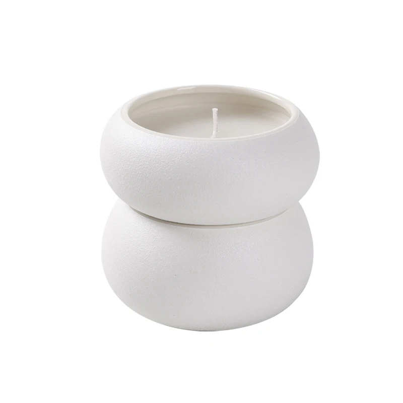 YST Ceramics Factory ODM Table High-quality Decorative Matte White Holder Ceramic Tealight Candle Jar