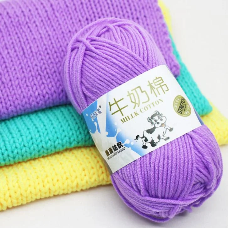 OEM wholesale cheap solid color acrylic wool 5 ply twisted milk cotton yarn 50g crochet for hand knitting baby sweater
