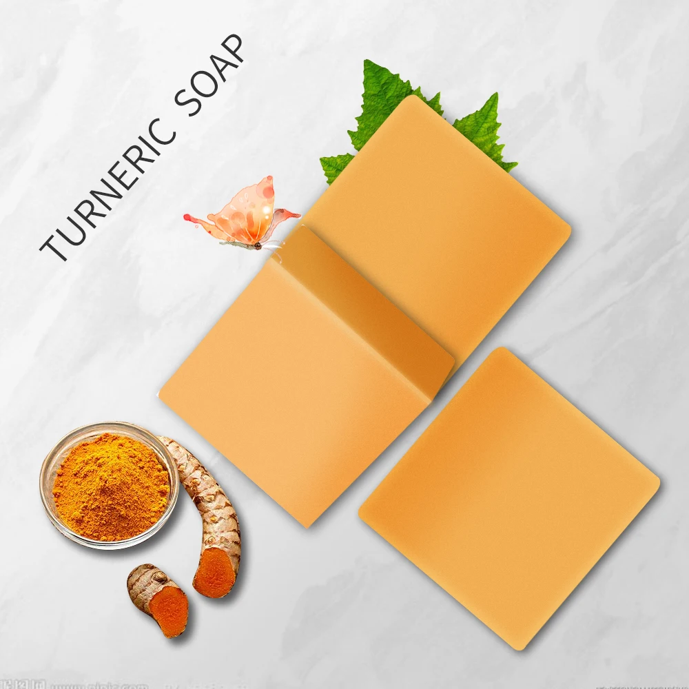 Wholesale Turmeric Tumeric Soap Organic Bar Savon Curcum Blanchisseur Naturel Bio Artisanal Laminas De Jabon Artesanal Bano Soap