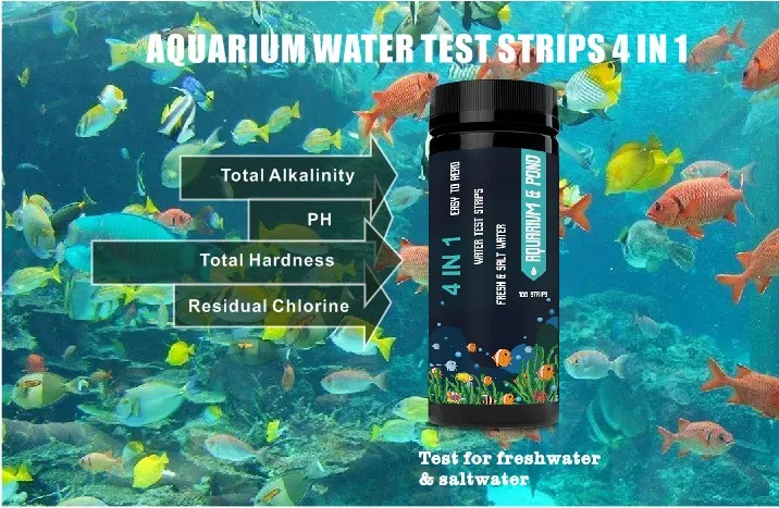 Wholesale Manufacturer 4  in 1 water quality  tester strips for aquarium fish tank