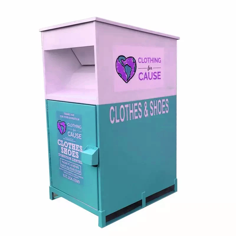 Customized Clothing Donation Bins Galvanized Steel Clothing Containers Charity Collection Donation Drop Box