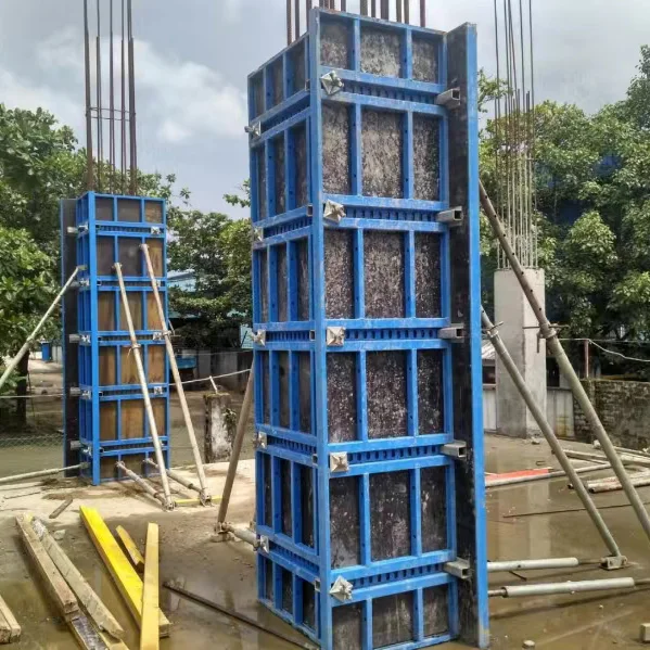 Adjustable steel frame plywood square column formwork