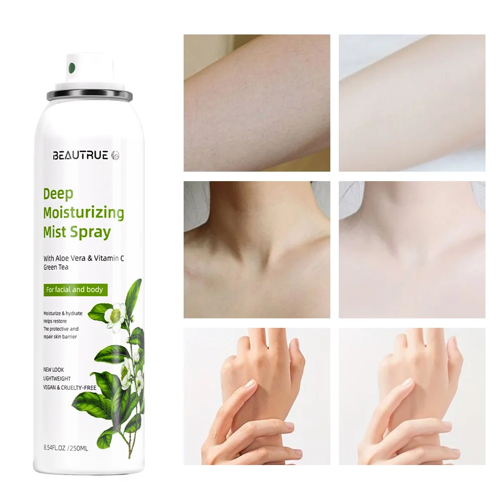 Factory Custom 250mL Natural Rosewater Green Tea & VC Moisturizing Spray For Face And Body Aloe Vera Vegan Hydrating Mist Spray