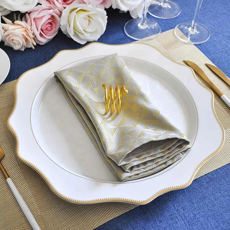 wholesale tooth wedge shaped white and gold rim porcelain ceramic charger dinner plates for wedding decoration
