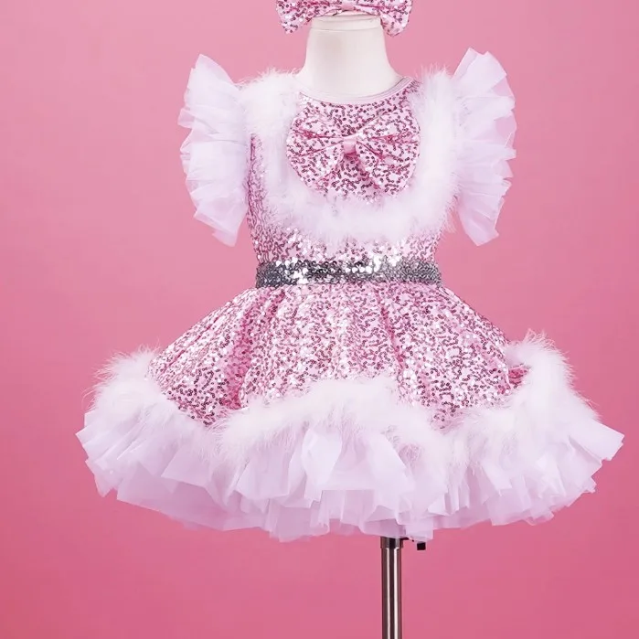 fashion girls women performance wear Christmas sequin spandex tap and jazz show dance wear party dress costume