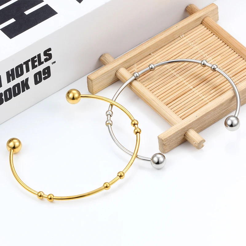 High Quality 18K Stainless Steel Bracelet Cuff Bangle Multiple beads design  DIY Fashion Jewelry accessories