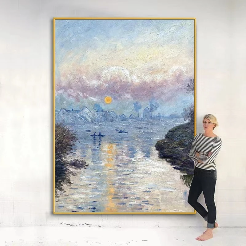 Famous Artist Handmade Sunset Impression Canvas Painting painting for Wall decor