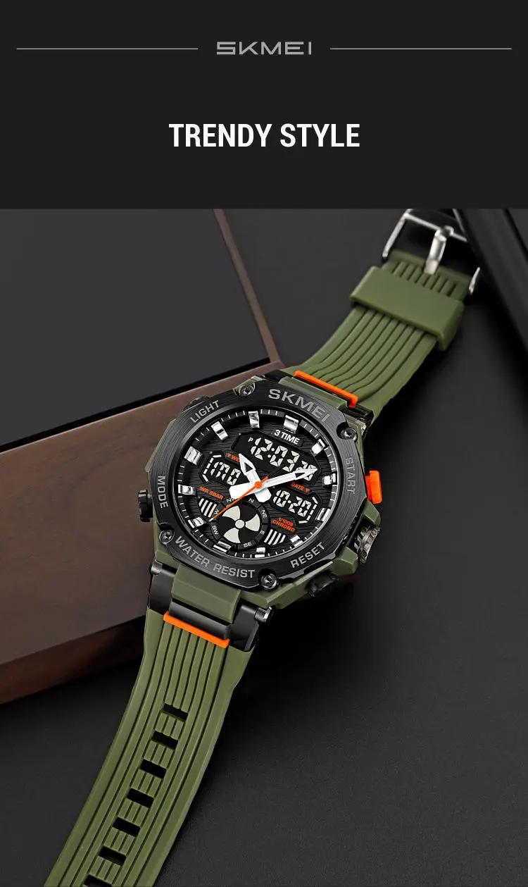 Skmei 2223 custom face  gents quartz watch stylish Silicone band double display Chronograph character business wrist watch
