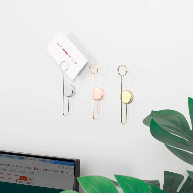 NEW item Creative hole-free wall metal stickers note clip wall display photo message memo clips