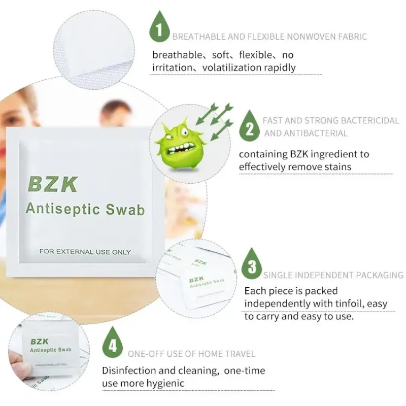 Benzalkonium Chloride Antiseptic Towelette First Aid Wound Hand Sanitizing Wipes for Cleaning Use BZK Wet Wipes